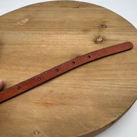 American Eagle Brown Leather Belt With Brass Stud Details & Buckle - Picture 7 of 10